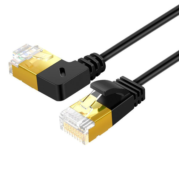 Ethernet Cable RJ45 Cat7 Lan Cable UTP RJ45 Network Cable for Cat6 Compatible Patch Cord 90 Degree Right Angle 10Gbps 0.5m 1m