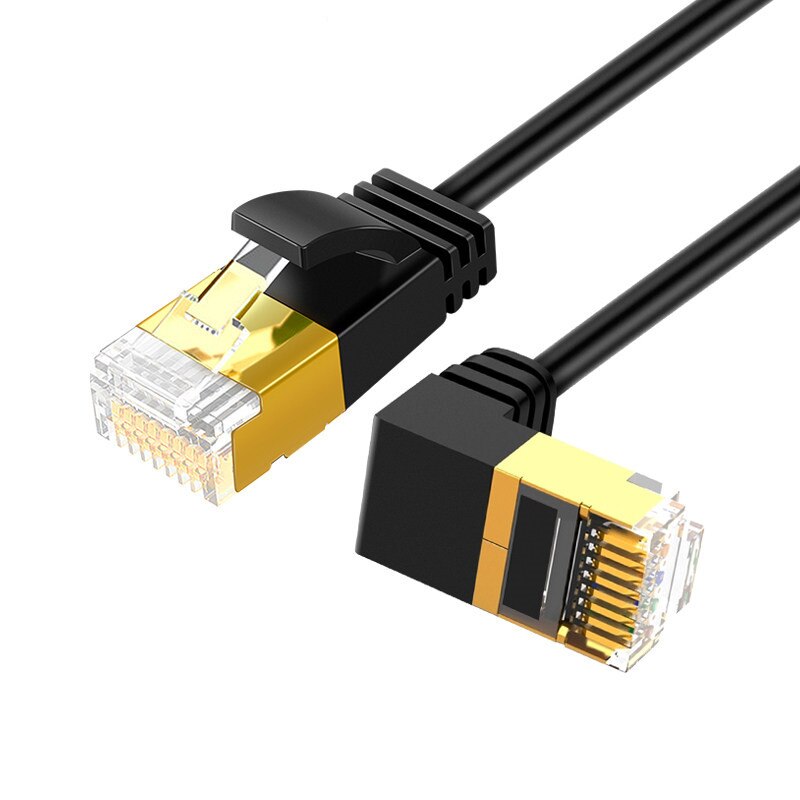 Ethernet Cable RJ45 Cat7 Lan Cable UTP RJ45 Network Cable for Cat6 Compatible Patch Cord 90 Degree Right Angle 10Gbps 0.5m 1m