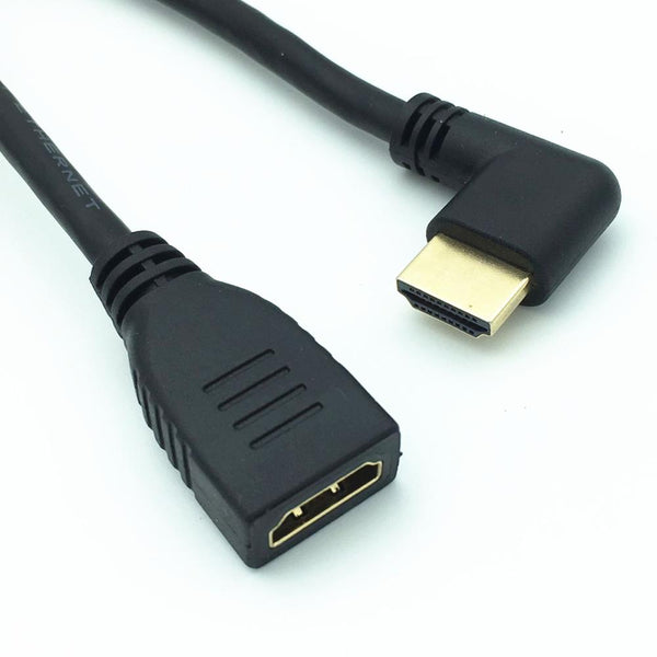Extension Cable 90 Degree Right Angled Elbow HDMI-compatible Cord Male to Female Extender 2K*4K@60HZ Ultra HD 3D 1080P Ethernet