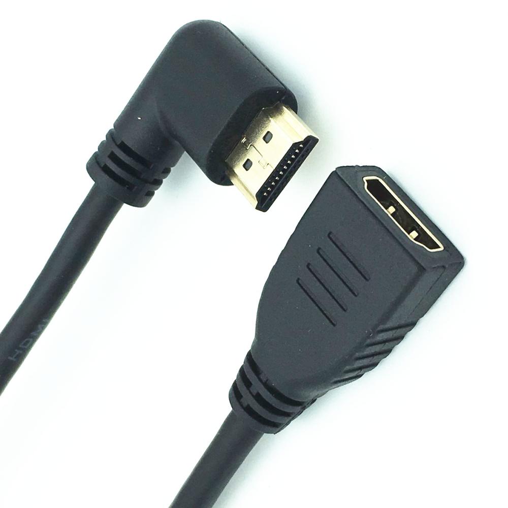 Extension Cable 90 Degree Right Angled Elbow HDMI-compatible Cord Male to Female Extender 2K*4K@60HZ Ultra HD 3D 1080P Ethernet
