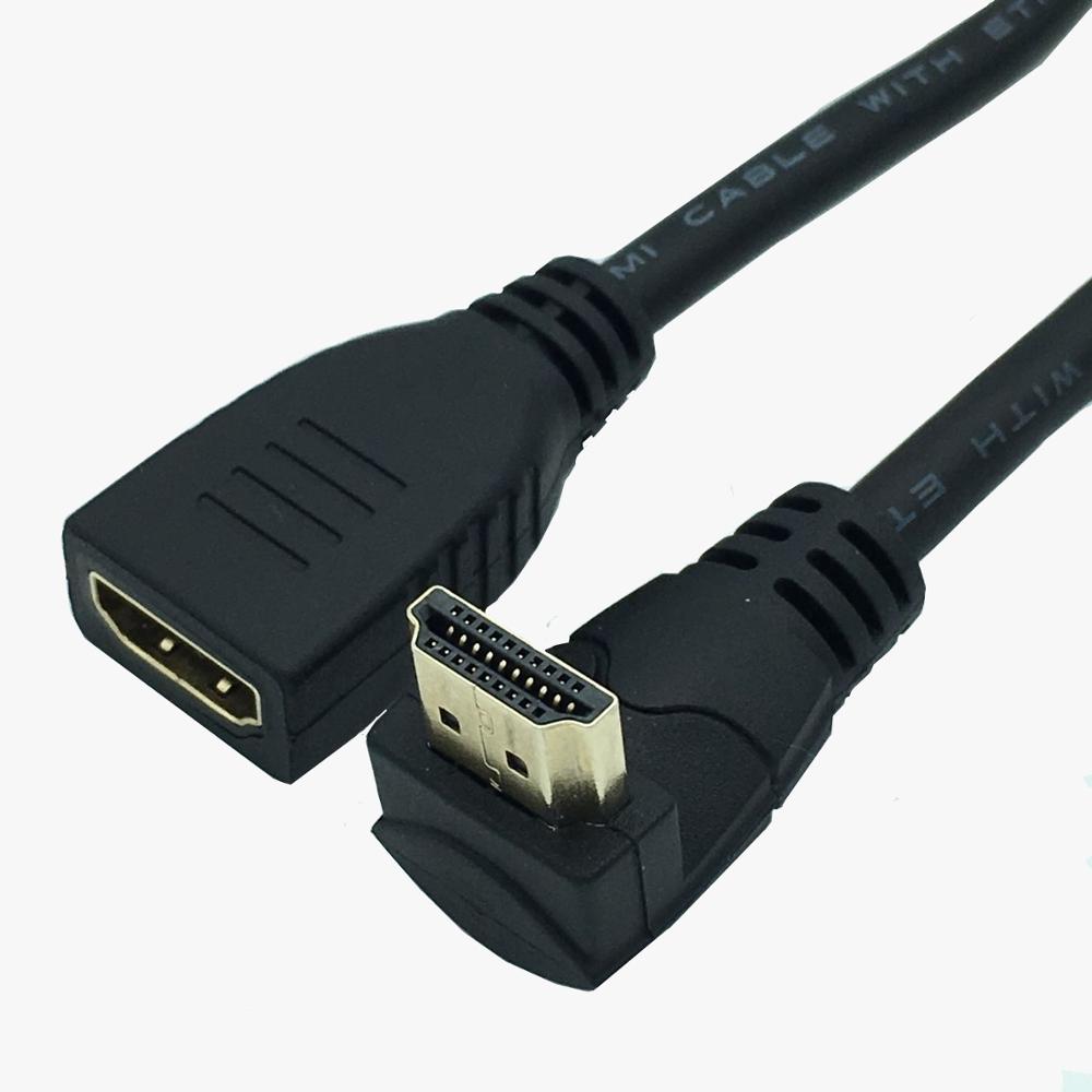 Extension Cable 90 Degree Right Angled Elbow HDMI-compatible Cord Male to Female Extender 2K*4K@60HZ Ultra HD 3D 1080P Ethernet