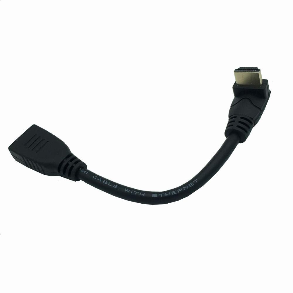 Extension Cable 90 Degree Right Angled Elbow HDMI-compatible Cord Male to Female Extender 2K*4K@60HZ Ultra HD 3D 1080P Ethernet