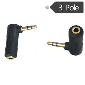 Gold 3.5mm 3 Pole Stereo 90 Degree Right Angle Female to 3.5mm 3Pole Male Audio Plug L Shape Jack Adapter Connector 2pc/lot