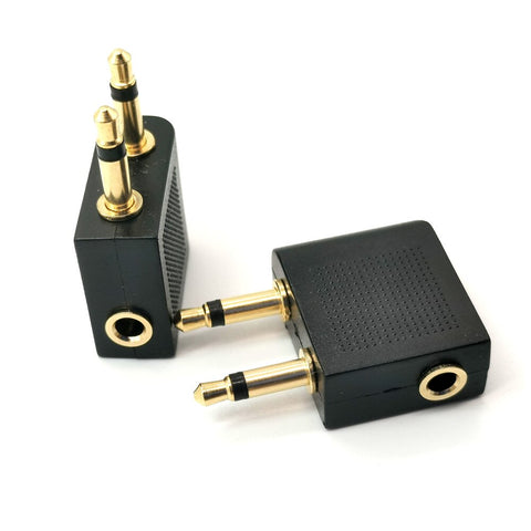 Gold-plated 3.5mm to 2 x 3.5 mm Stereo Ear Audio Adapter for Headset Headphone Jack to Air Aircraft Airline Airplane