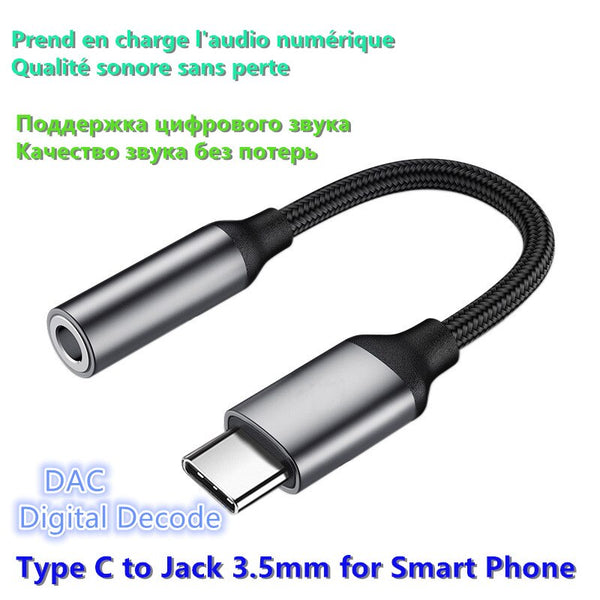HIFI DAC Earphone Amplifier USB Type C to 3.5mm Headphone Jack Audio adapter Digital Decoder AUX Converter for SAMSUNG XIAOMI