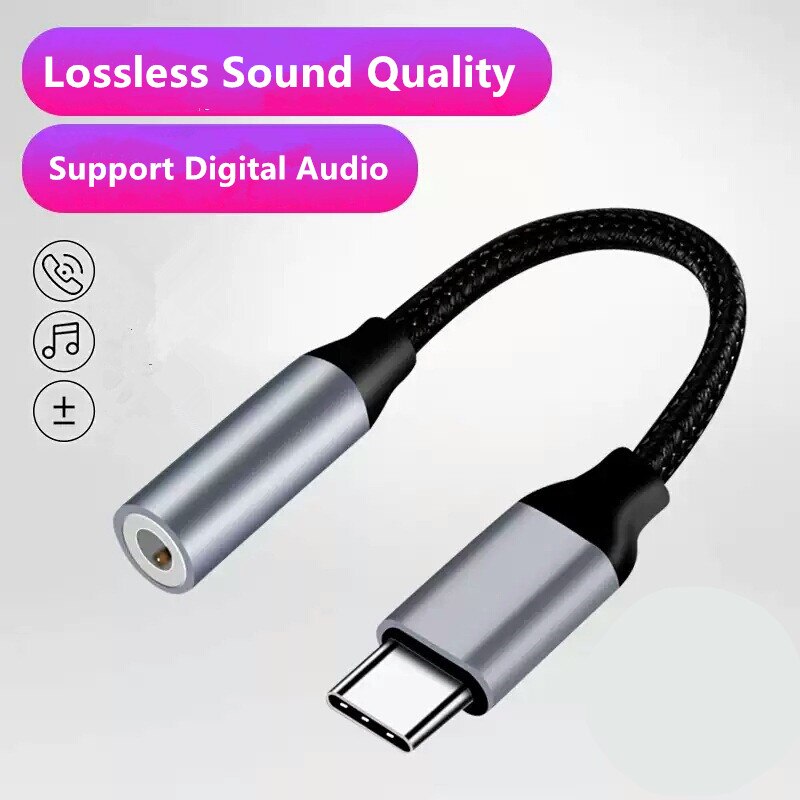 HIFI DAC Earphone Amplifier USB Type C to 3.5mm Headphone Jack Audio adapter Digital Decoder AUX Converter for SAMSUNG XIAOMI