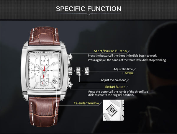 DERRICK Quartz Military Leather Wristwatch
