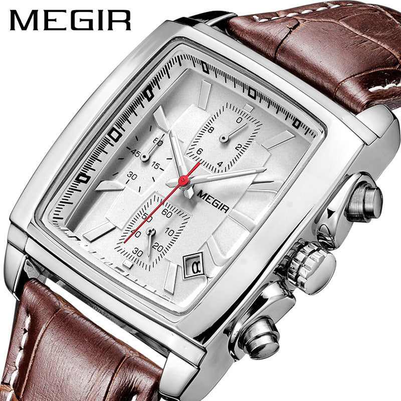 DERRICK Quartz Military Leather Wristwatch