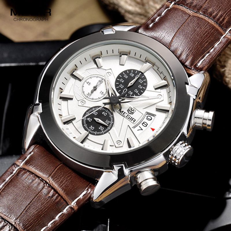 DEVIN Quartz Sport Chronograph Leather Watches