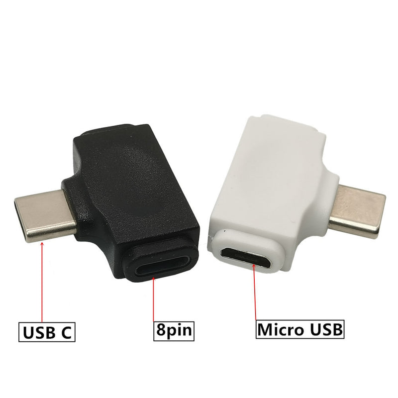 Micro USB To USB C Adapter Mobile Phone Adapter USB-C Male V8 Female 8pin to Type-C Adapter Connector Type C Black White