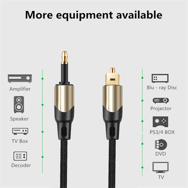 Mini 3.5mm Optical Audio Cable SPDIF Toslink Cable 3.5 Mini to Optical Cable 0.9m 1.8m 3m Braided Jacket DVD TV Amplifier