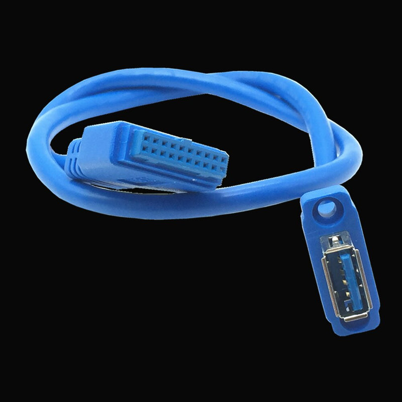 MotherBoard 20Pin to USB 3.0 Female Data Cable with Screw Panel Mount Foil+Braided Shielded 50cm