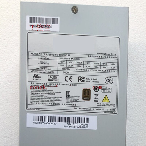 New Original PSU  Power Supply Advantech 80plus Bronze 2U 500W Switching Power Supply FSP500-702UH FSP500-702UN PS8-500U2-XE