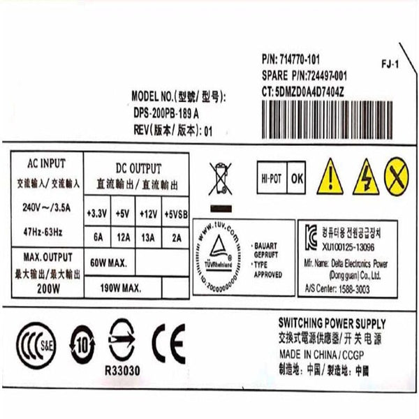 New Original PSU  Asus CP5141 CP6130 CP1540 Mini 1U 200W Switching Power Supply GPS-200AB A DPS-200PB-189 A