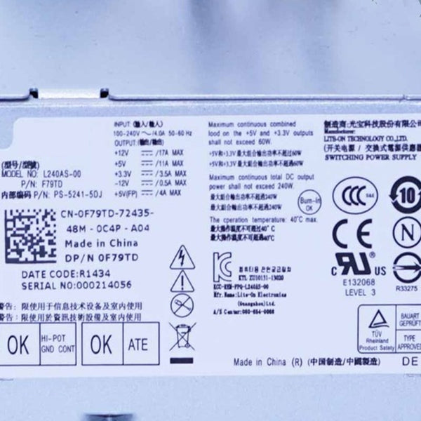 New Original PSU Power Supply Dell 390 790 990 3010 7010 9010 240W Power Supply L240AS-00/01 D240AS-00 H240AS-00 RV1C4 T5VF6 1GC38 2TXYM
