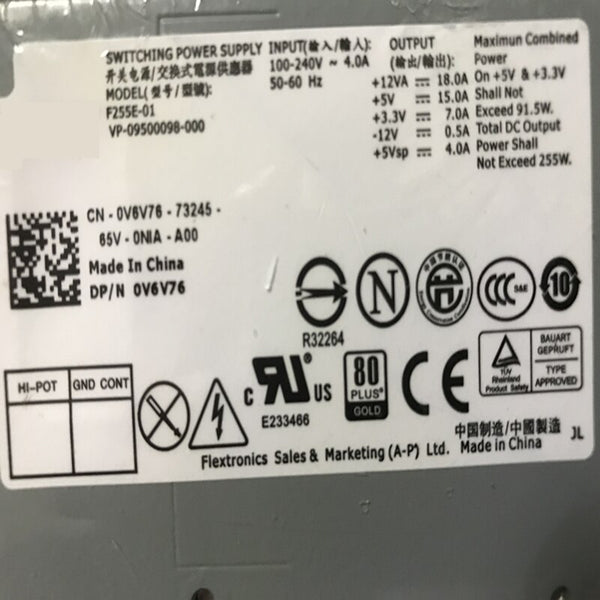 New Original PSU Power Supply Dell 580 760 780 960 980 DT 255W Switching Power Supply AC255AD-00 L255P-01 F255E-01 D255P-00 H255P-01