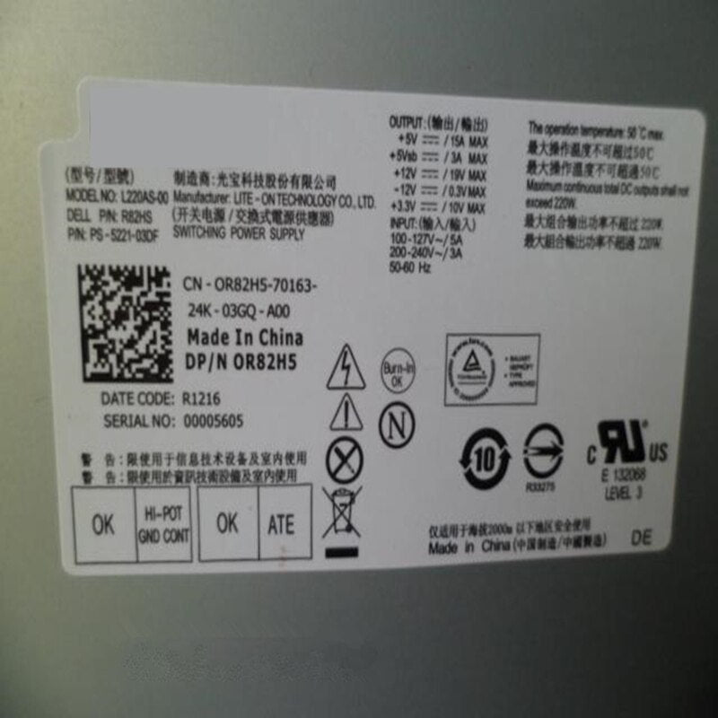 New Original PSU For Dell D06S 660 V270S 3647 1600 220W Power Supply DPS-220UB A DPS-220UB 2A DPS-220UB 4A CPB09-D220R L220AS-00