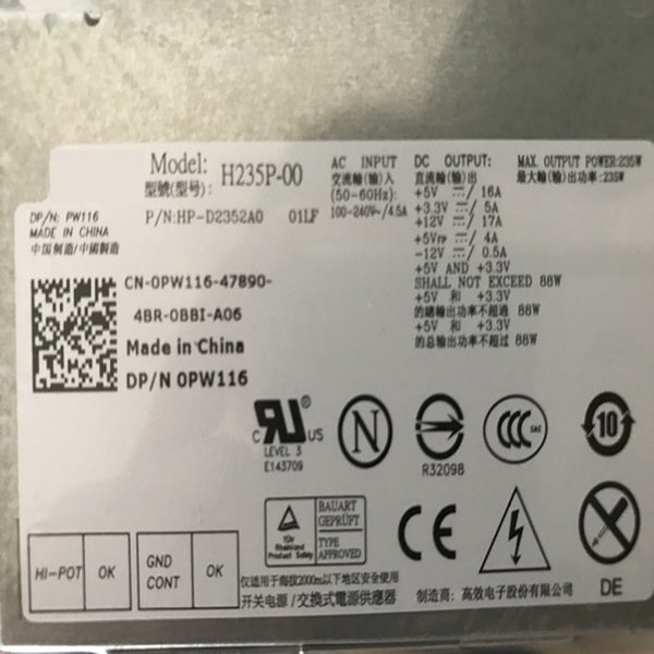 New Original PSU Power Supply Dell OptiPlex 760 960 580 780SFF 235W Power Supply AC235AS-00 PC9033 F235E-00 L235P-01 H235E-00 H235P-00