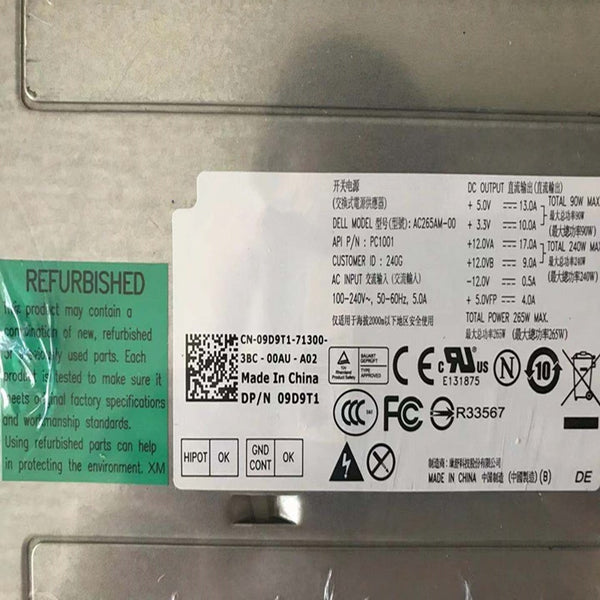 New Original PSU Power Supply Dell OptiPlex620 390 790 990 3010 7010MT 265W Power Supply L265AM-00 AC265AM-00 H265AM-00 9D9T1 GVY79 053N4