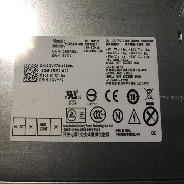 New Original PSU Power Supply Dell OptiPlex620 390 790 990 3010 7010MT 265W Power Supply L265AM-00 AC265AM-00 H265AM-00 9D9T1 GVY79 053N4