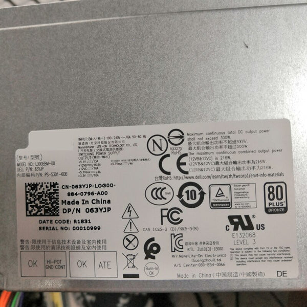 New Original PSU Power Supply Dell T3630 3640 300W Power Supply L300EGM-00 AC300EBM-00 L300EBM-00 PS-5301-6DB PCH006 63YJP 00FCCJ