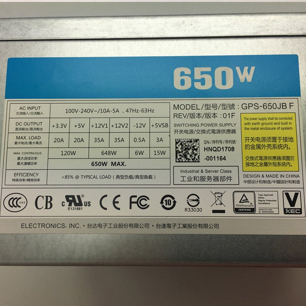 NEW Power Supply  Original PSU For Delta 80Plus Bronze 650W Switching Power Supply GPS-650JB F