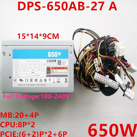 NEW Power Supply  Original PSU For Delta 80plus Bronze C650 G3 650W Switching Power Supply DPS-650AB-27 A DPS-650AB-27 B