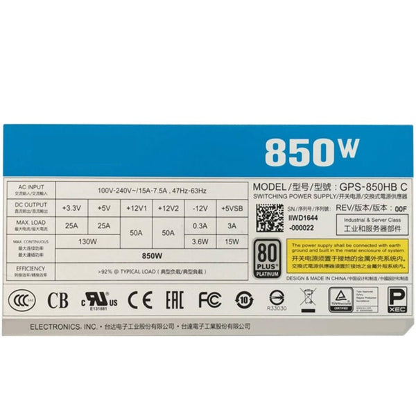 NEW Power Supply  Original PSU For Delta 80plus Platinum ATX 800W Switching Power Supply GPS-850HB C