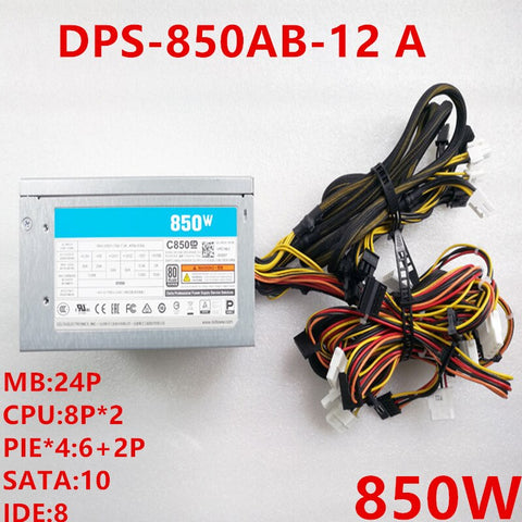 New Original PSU For Delta 80plus Platinum Suitable For Double 2080Ti 850W Switching Power Supply DPS-850AB-12 A