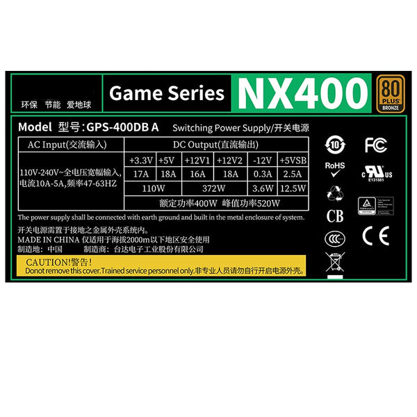 New Original PSU For Delta Brand NX400 80plus Bronze Full Voltage Silent Game Host Power Supply 400W Power Supply GPS-400DB A