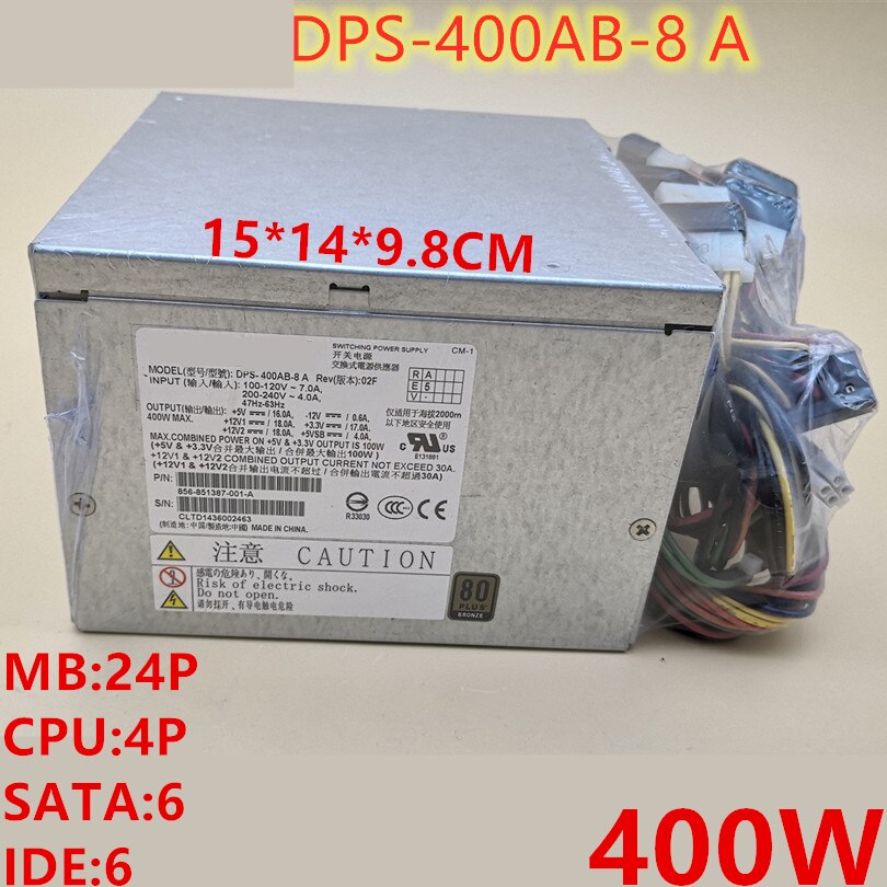 New Original PSU For Delta NEC GT110b 80plus Bronze 400W Switching Power Supply DPS-400AB-8 A