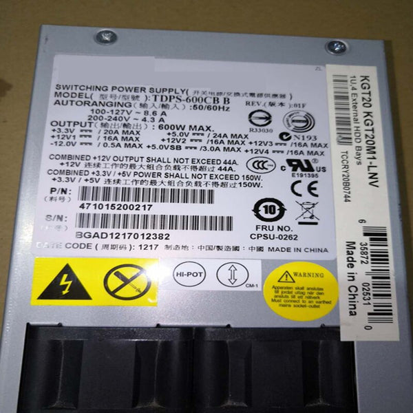 NEW Power Supply  Original PSU For Delta R510 R520 G7 600W Switching Power Supply TDPS-600CB B 36001787