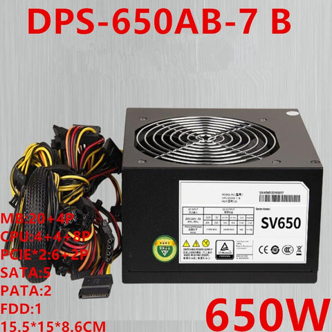 New Original PSU For Delta Server Workstation Dual Power Supply Rated 650W Peak 750W Switching Power Supply DPS-650AB-7 B