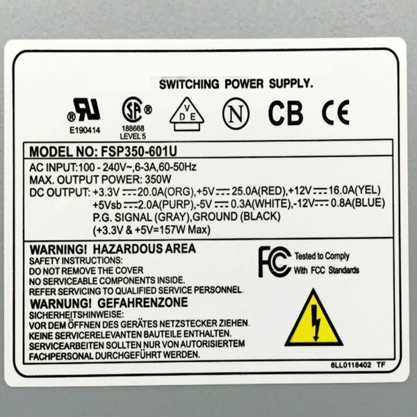 NEW Power Supply  Original PSU For FSP -5V 1U 350W Switching Power Supply FSP350-70MU FSP350-601U