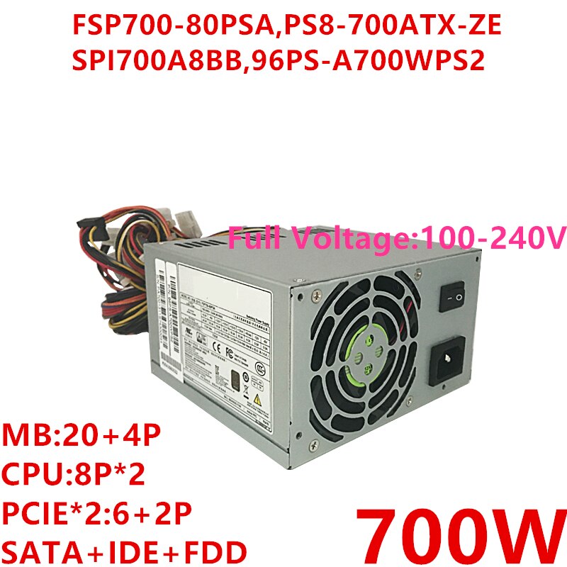 New Original PSU Power Supply FSP/Advantech 80plus Bronze 700W Power Supply FSP700-80PSA PS8-700ATX-ZE SPI700A8BB FSP650-80GH