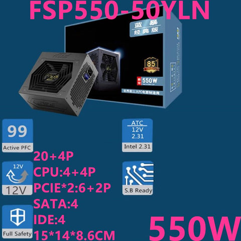 New Original PSU Power Supply FSP Classic Version 550 Energy-saving Silent Game host Power Supply 550W Power Supply FSP550-50YLN