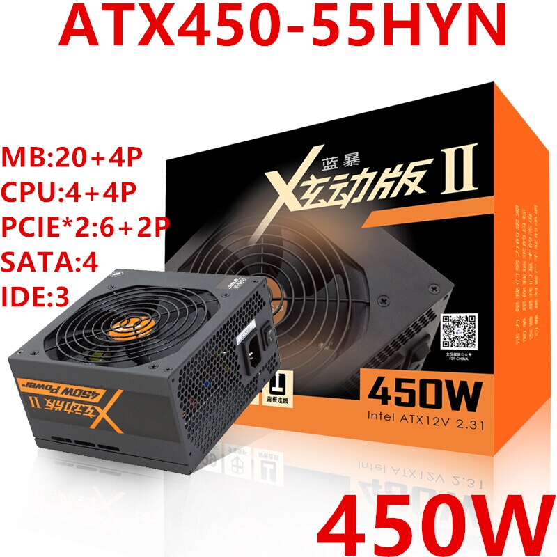 NEW Power Supply  Original PSU For FSP Dazzle Edition II Silent Game Host Power Supply Supporting 1060 GPU 450W Power Supply ATX450-55HYN