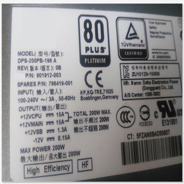 NEW Power Supply  Original PSU For HP 400 600 800G1 G2 6Pin 200W Power Supply DPS-200PB-196A PCE011 PS-4201-1HA/1HB PS-4201-2HF PS-4241-2HF1