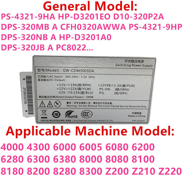New Original PSU Power Supply HP 500W Power Supply GW-CDM500SDA PS-4321-9HA HP-D3201E0/D3201A0 D10-320P2A CFH0320AWWA PC8022 DPS-320MB A