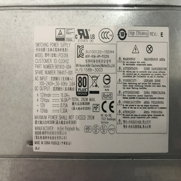 NEW Power Supply  Original PSU For HP 600 680 800 880 G2 6pPin 280W Power Supply PS-4281-1HB D13-280P1A DPS-280AB-5 B PCE015 PCE016 796418-001
