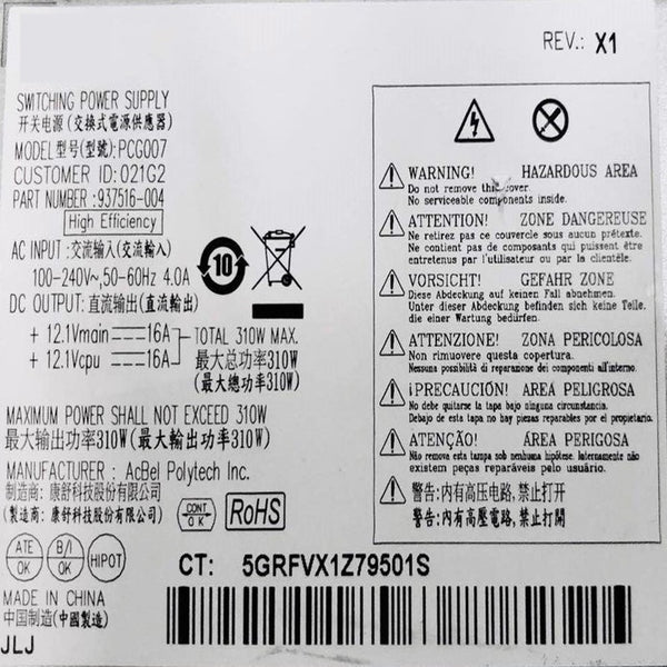 New Original PSU Power Supply HP 680 280 800 600 480 288 G3 G4 4Pin 310W Power Supply PCG007 DPS-310AB-1 A DPS-310AB-3 A 901772-001/002