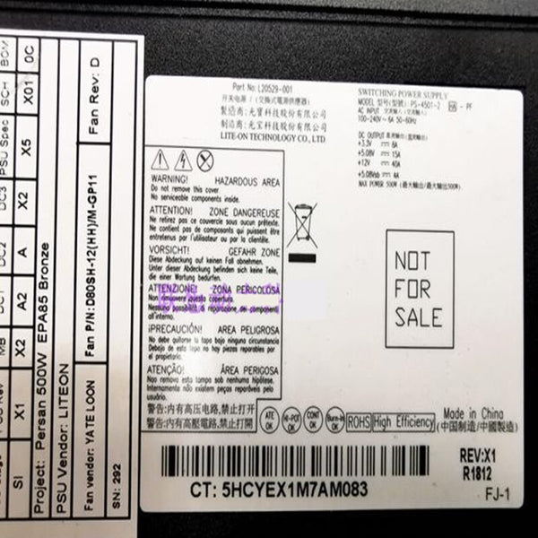 New Original PSU Power Supply HP 80plus Bronze 500W Switching Power Supply PS-4501-2 L20529-001 L84091-001