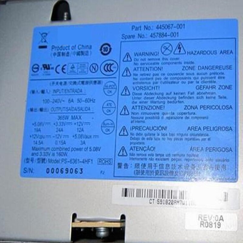 NEW Power Supply  Original PSU For HP ML115 G1 G5 365W Power Supply PS-6361-4HF1 PS-6361-4HF 445067-001 457884-001 457694-001 460025-001