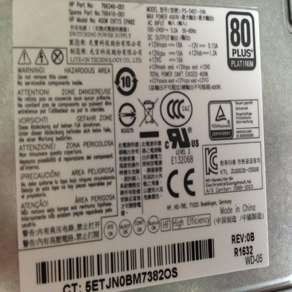New Original PSU Power Supply HP ProDesk 400 600 680 800 880 G1 G2 Z240 6Pin 400W Power Supply PS-5401-1HA PCE009 796346-001 796416-001