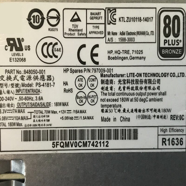 NEW Power Supply  Original PSU For HP S5 S5-1333 1523 1537 180W Power Supply PCE019 DPS-180AB-20 A PS-4181-7 793073-001 797009-001 848050-001