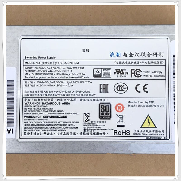 New Original PSU Power Supply Inspur/FSP NF5280 M4 NF8480 550W Switching Power Supply FSP550-20ERM 9PA5505501