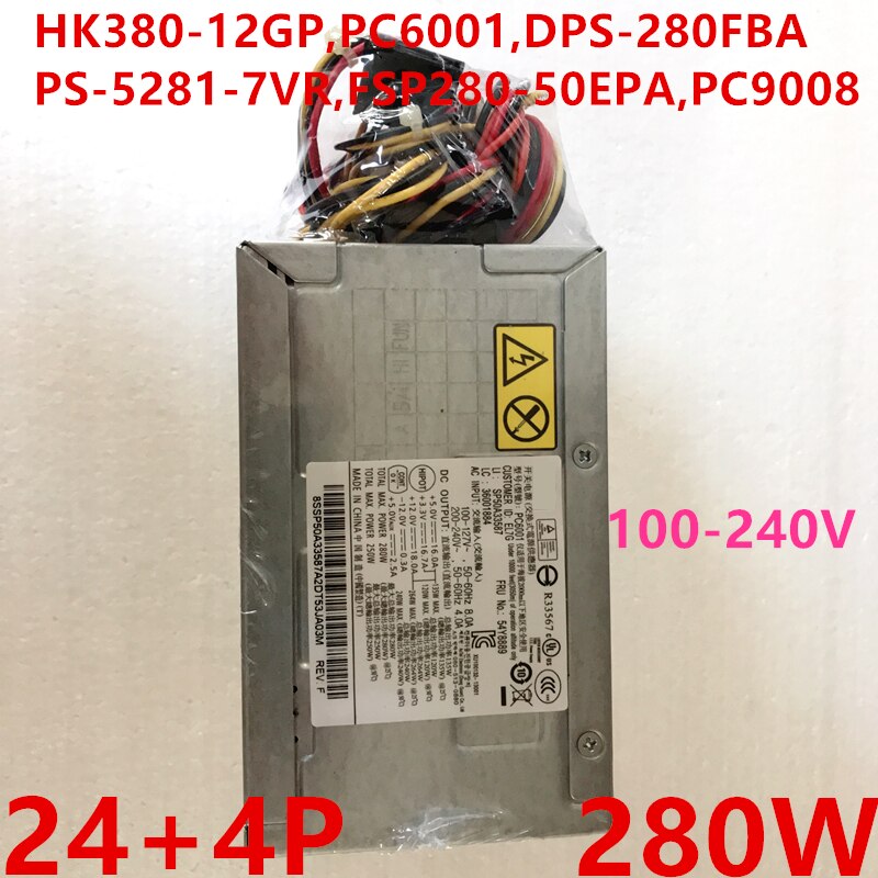 New Original PSU Power Supply Lenovo 280W Power Supply HK380-12GP PC6001 DPS-280FBA PS-5281-7VR FSP280-50EPA PC9008 PS-5281-02VA-RoHS