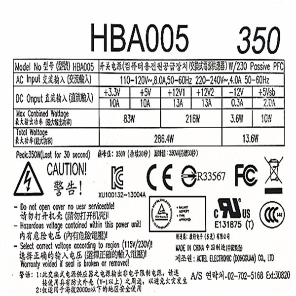 New Original PSU Power Supply Lenovo 350W Switching Power Supply HBA005