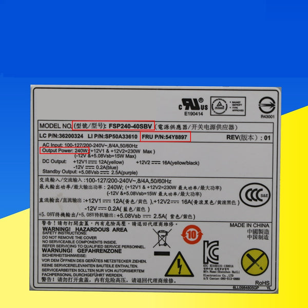New Original PSU Power Supply Lenovo 77 75 73 82 73 14Pin 240W Power Supply 54y8874 54Y8897 54Y8858 PCB020 FSP240-40SBV PS-4241-02