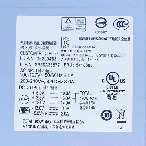 New Original PSU Power Supply Lenovo BTX 5050 530 180W Power Supply HK280-21AP HK280-25AP PS-5181-8VS2 DPS-180KB-10A PC8061 FSP180-50SPV